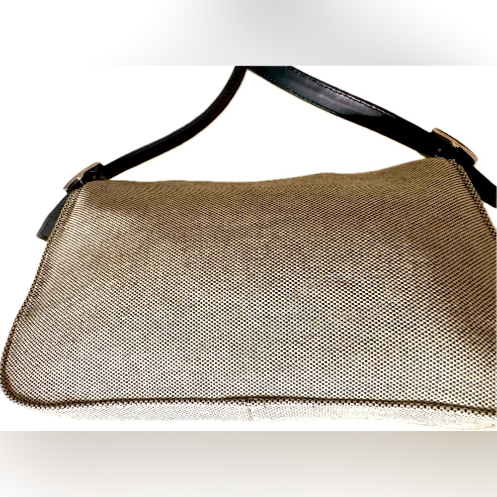 XXI Secolo blk leather & gray canvas shoulder bag-very good condition-vtge-Italy - Picture 4 of 9